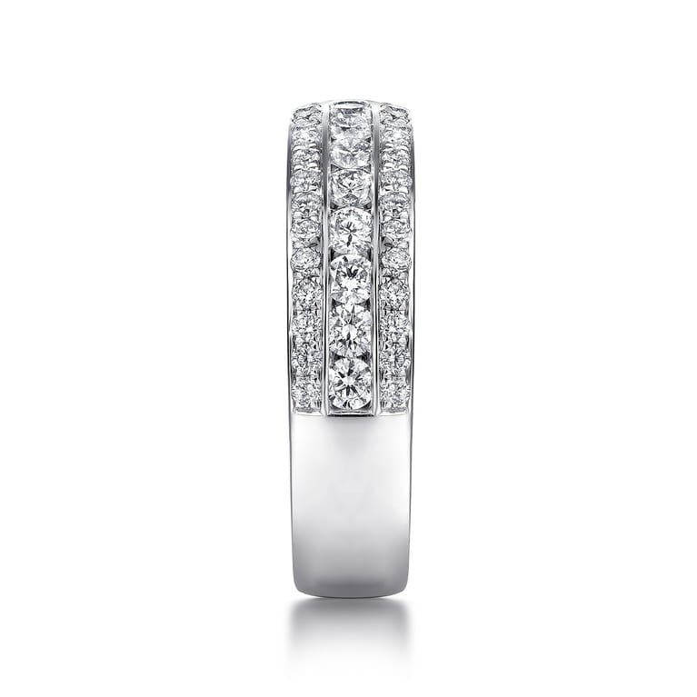 Fancy Wedding Ring in 14k White Gold with Round Natural Diamond at Gabriel & Co. - Shot 4