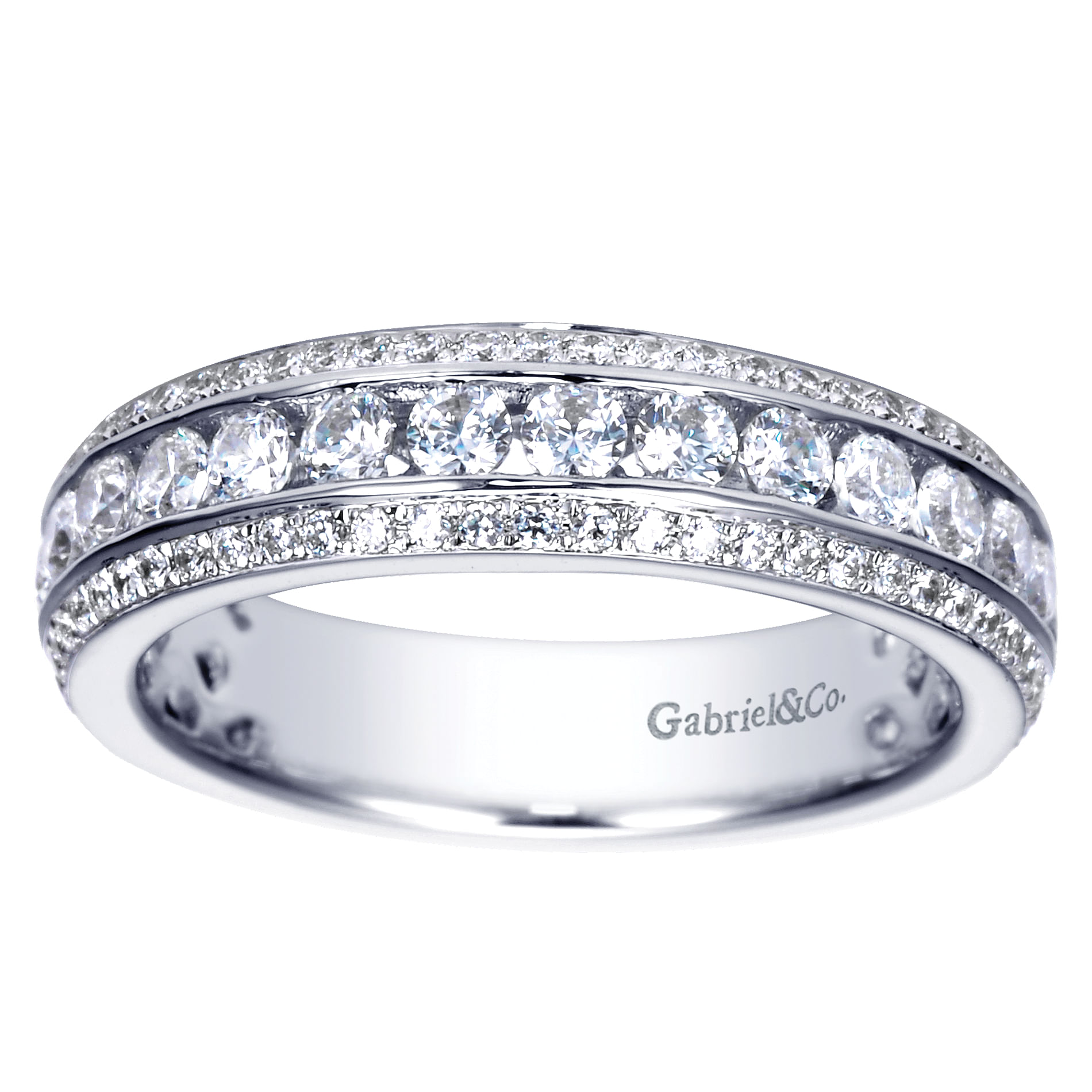 Wilshire - Wide 14K White Gold Channel Set Diamond Anniversary Band