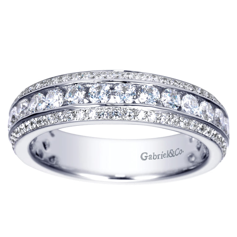 Fancy Wedding Ring in 14k White Gold with Round Natural Diamond at Gabriel & Co. - Shot 5
