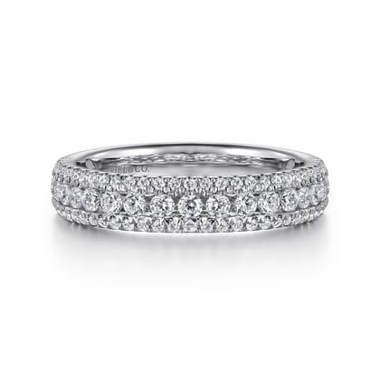 Wilshire - Wide 14K White Gold Diamond Anniversary Band
