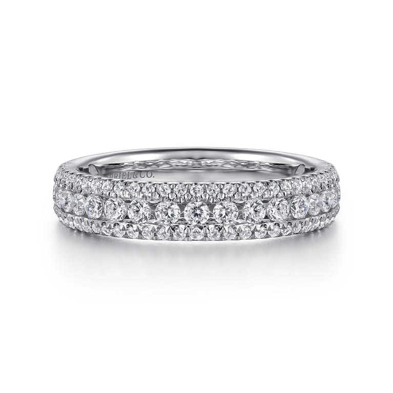Fancy Wedding Ring in 14k White Gold with Round Natural Diamond at Gabriel & Co. - Shot 1