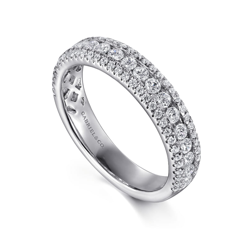 Fancy Wedding Ring in 14k White Gold with Round Natural Diamond at Gabriel & Co. - Shot 3