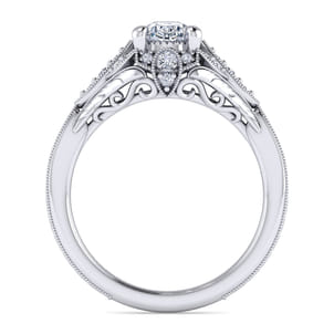 Windsor - Unique 14K White Gold Vintage Inspired Oval Halo Diamond Engagement Ring
