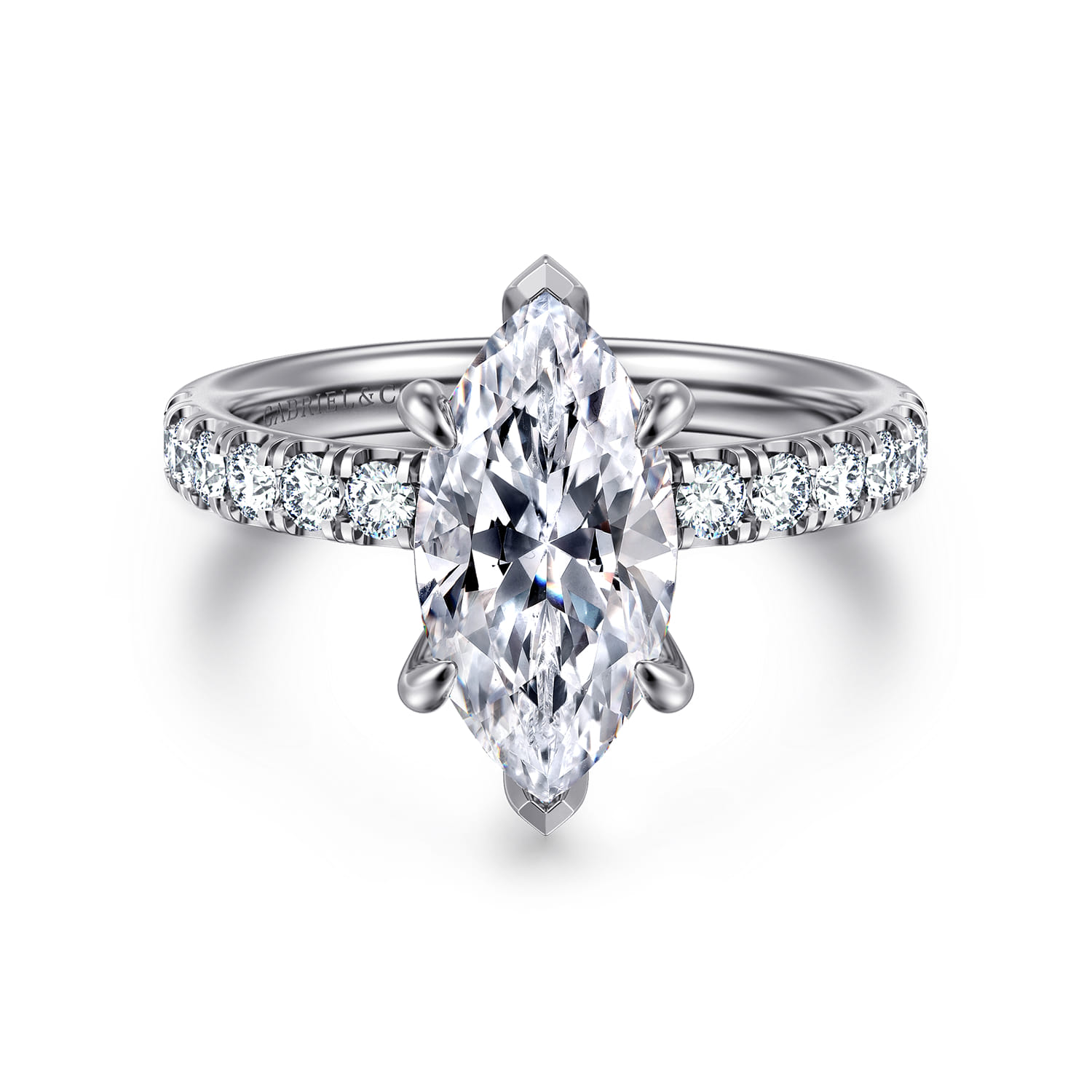 Winslow - 14K White Gold Marquise Shape Diamond Engagement Ring
