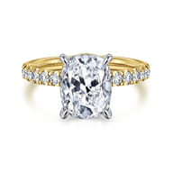 Winslow - 14K White-Yellow Gold Elongated Cushion Diamond Engagement Ring