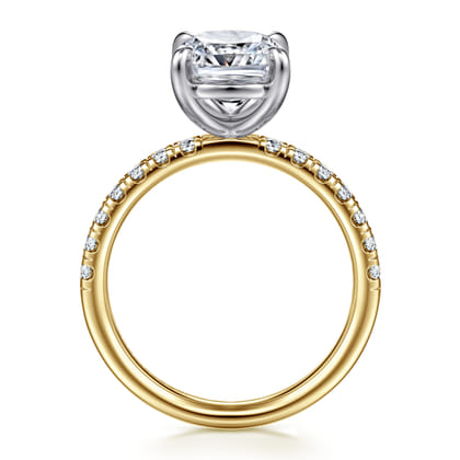 Winslow - 14K White-Yellow Gold Elongated Cushion Diamond Engagement Ring