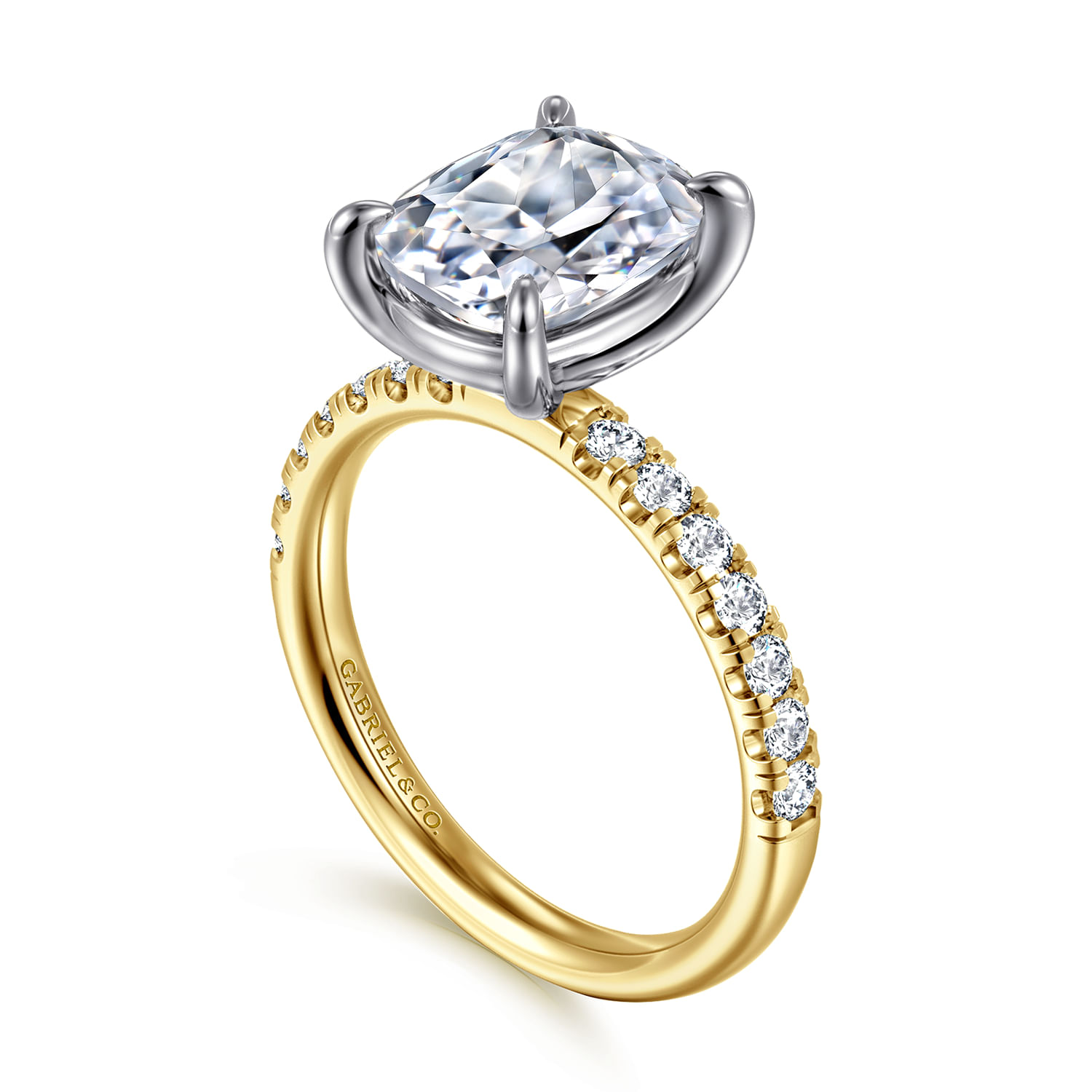 Winslow - 14K White-Yellow Gold Elongated Cushion Diamond Engagement Ring