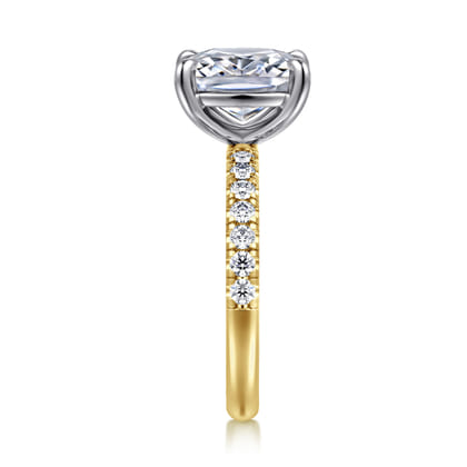 Winslow - 14K White-Yellow Gold Elongated Cushion Diamond Engagement Ring