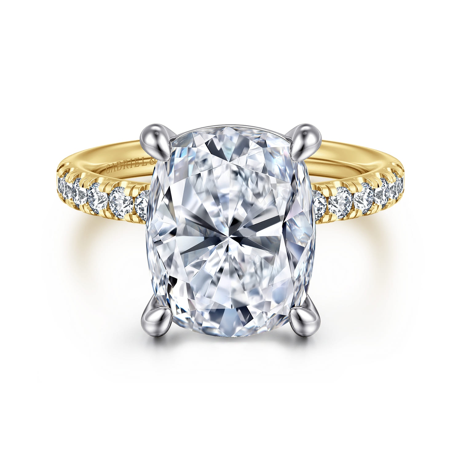 Winslow - 14K White-Yellow Gold Elongated Cushion Diamond Engagement Ring