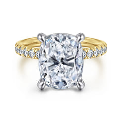 Winslow - 14K White-Yellow Gold Elongated Cushion Diamond Engagement Ring