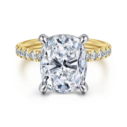 Winslow - 14K White-Yellow Gold Elongated Cushion Diamond Engagement Ring