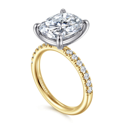 Winslow - 14K White-Yellow Gold Elongated Cushion Diamond Engagement Ring