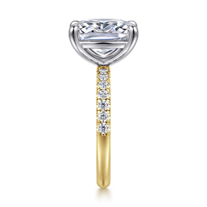 Winslow - 14K White-Yellow Gold Elongated Cushion Diamond Engagement Ring