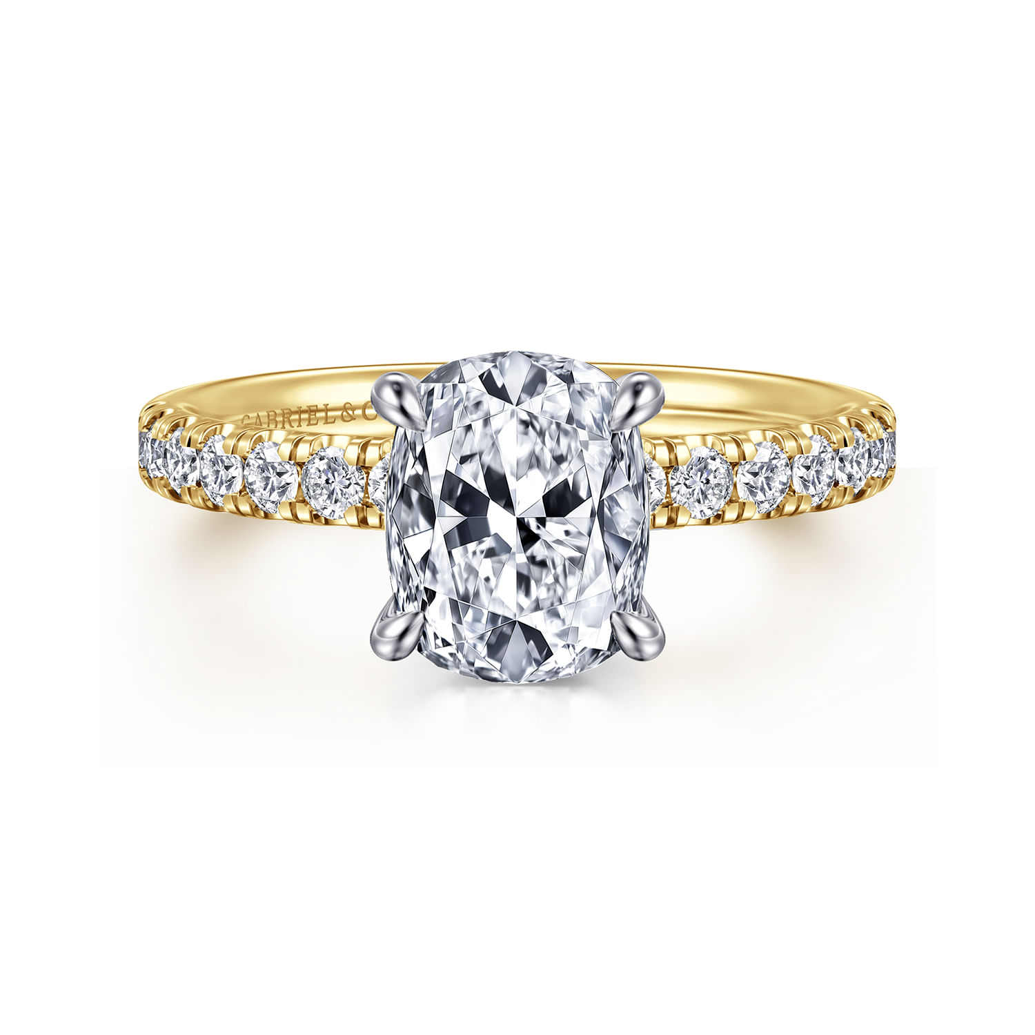 Winslow - 14K White-Yellow Gold Elongated Cushion Diamond Engagement Ring