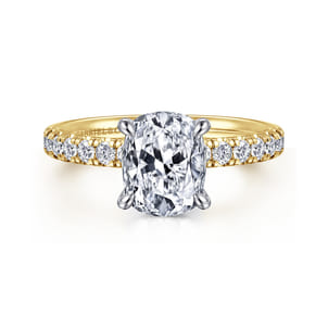 Winslow - 14K White-Yellow Gold Elongated Cushion Diamond Engagement Ring