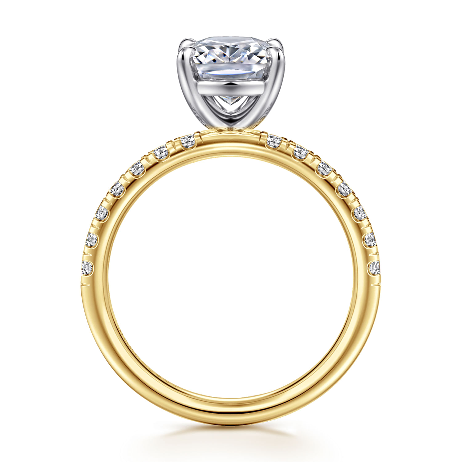 Winslow - 14K White-Yellow Gold Elongated Cushion Diamond Engagement Ring