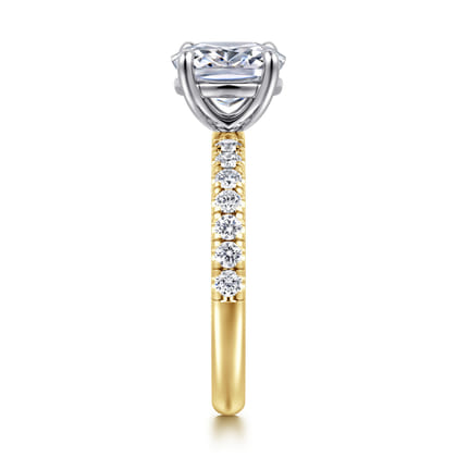 Winslow - 14K White-Yellow Gold Elongated Cushion Diamond Engagement Ring