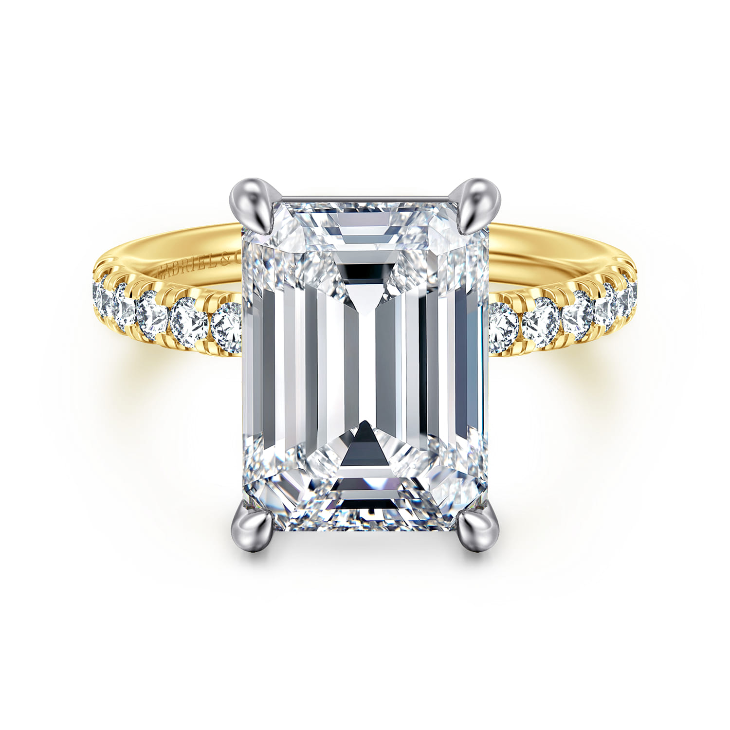 Winslow - 14K White-Yellow Gold Emerald Cut Diamond Engagement Ring