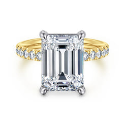 Winslow - 14K White-Yellow Gold Emerald Cut Diamond Engagement Ring