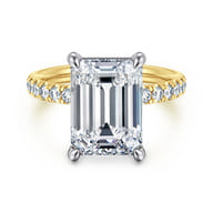 Winslow - 14K White-Yellow Gold Emerald Cut Diamond Engagement Ring
