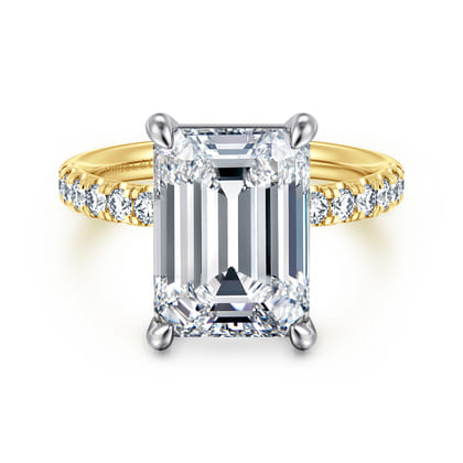 Winslow - 14K White-Yellow Gold Emerald Cut Diamond Engagement Ring