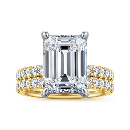 Winslow - 14K White-Yellow Gold Emerald Cut Diamond Engagement Ring
