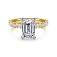 Winslow - 14K White-Yellow Gold Emerald Cut Diamond Engagement Ring