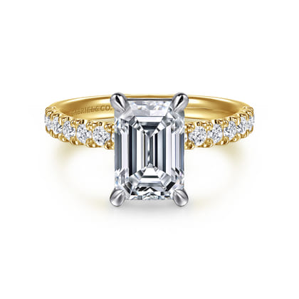 Winslow - 14K White-Yellow Gold Emerald Cut Diamond Engagement Ring