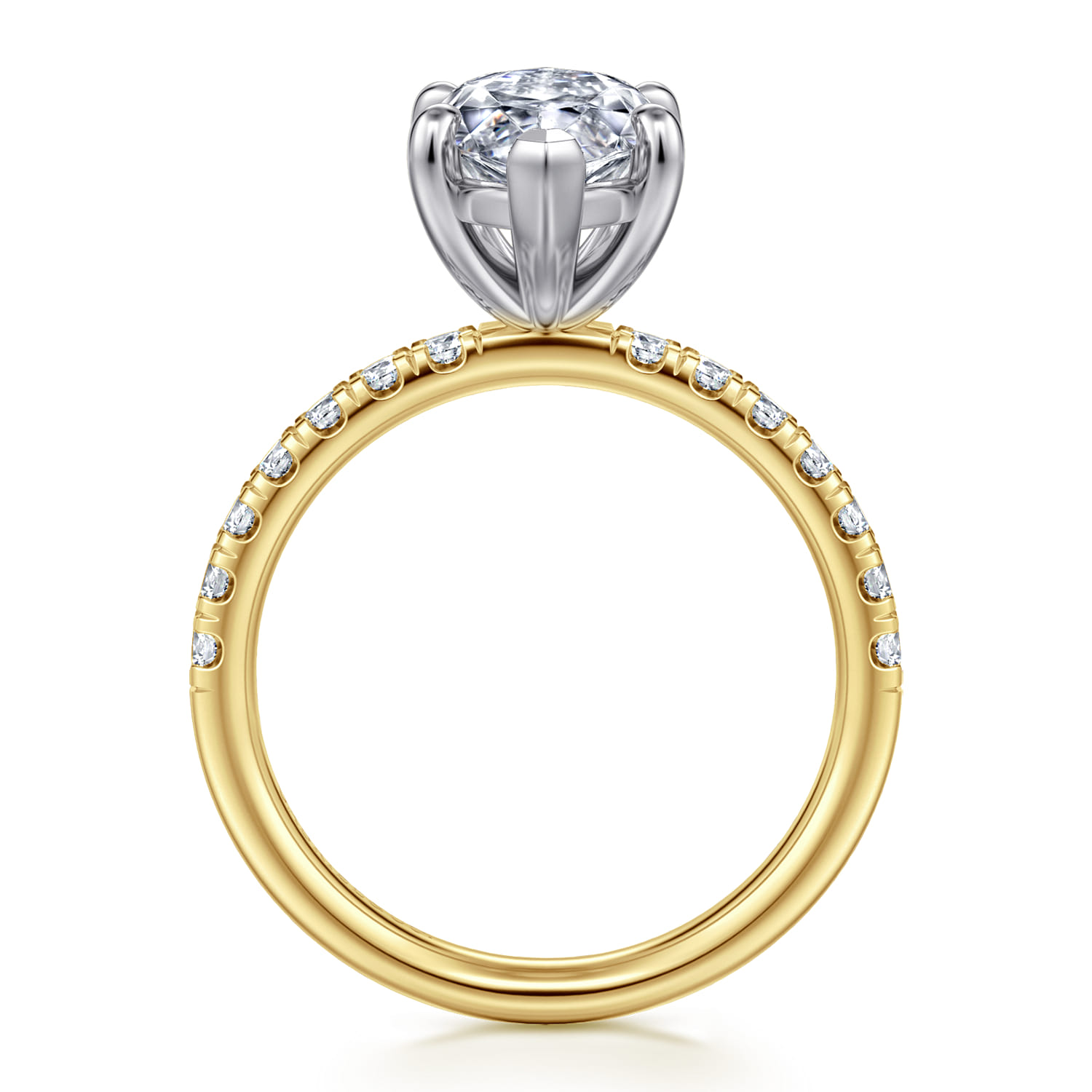 Winslow - 14K White-Yellow Gold Marquise Shape Diamond Engagement Ring