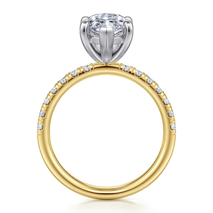 Winslow - 14K White-Yellow Gold Marquise Shape Diamond Engagement Ring