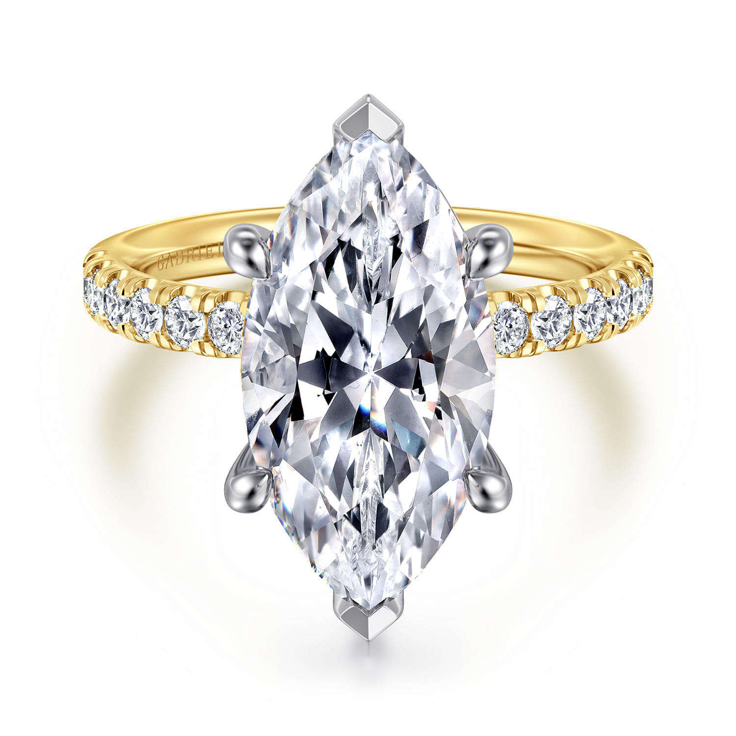 Winslow - 14K White-Yellow Gold Marquise Shape Diamond Engagement Ring
