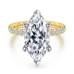 Winslow - 14K White-Yellow Gold Marquise Shape Diamond Engagement Ring