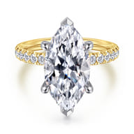 Winslow - 14K White-Yellow Gold Marquise Shape Diamond Engagement Ring