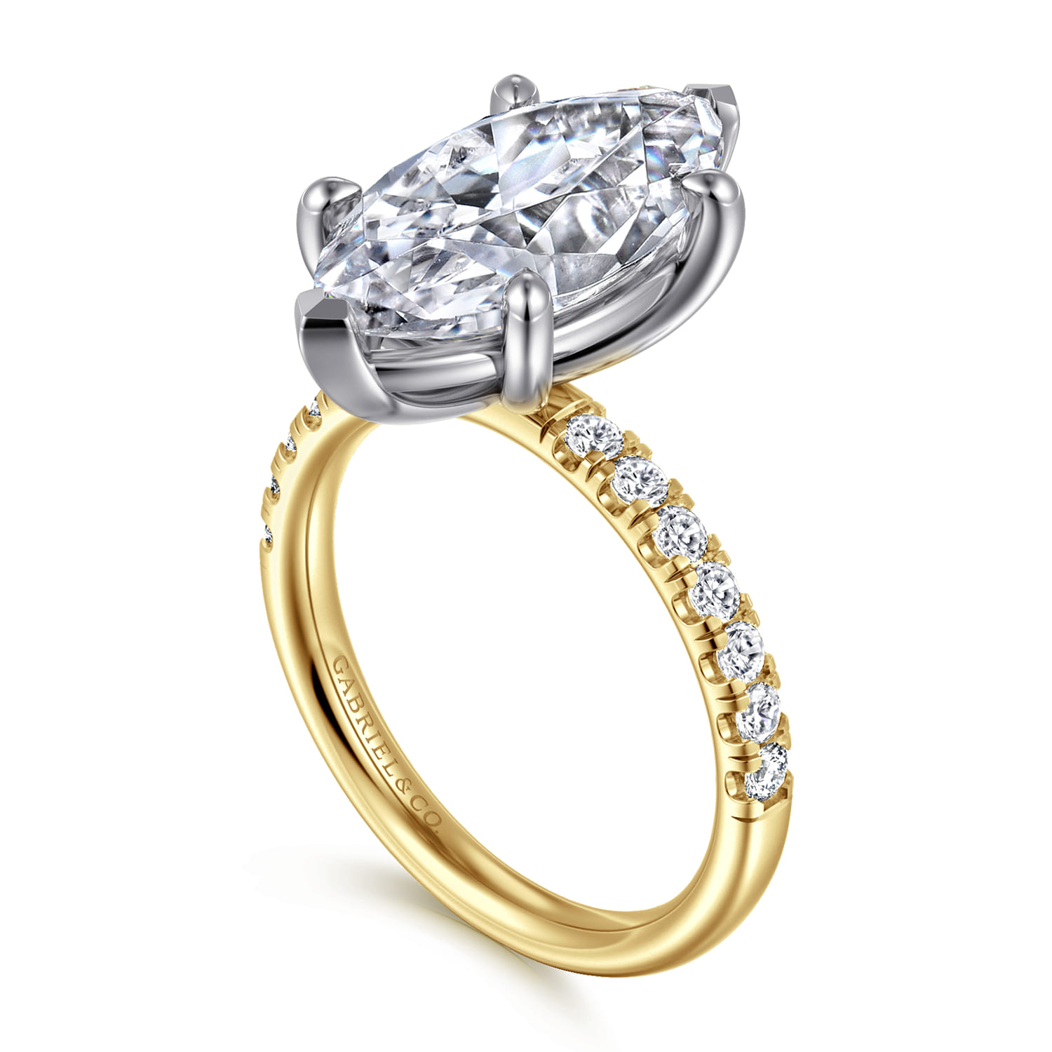 Winslow - 14K White-Yellow Gold Marquise Shape Diamond Engagement Ring