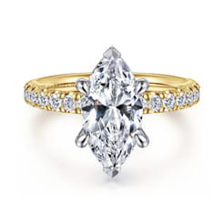 Winslow - 14K White-Yellow Gold Marquise Shape Diamond Engagement Ring