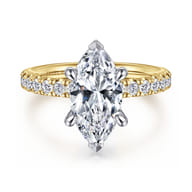 Winslow - 14K White-Yellow Gold Marquise Shape Diamond Engagement Ring