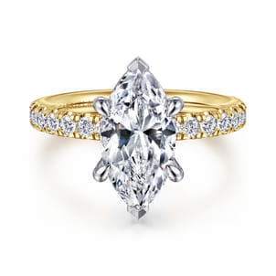 Winslow - 14K White-Yellow Gold Marquise Shape Diamond Engagement Ring