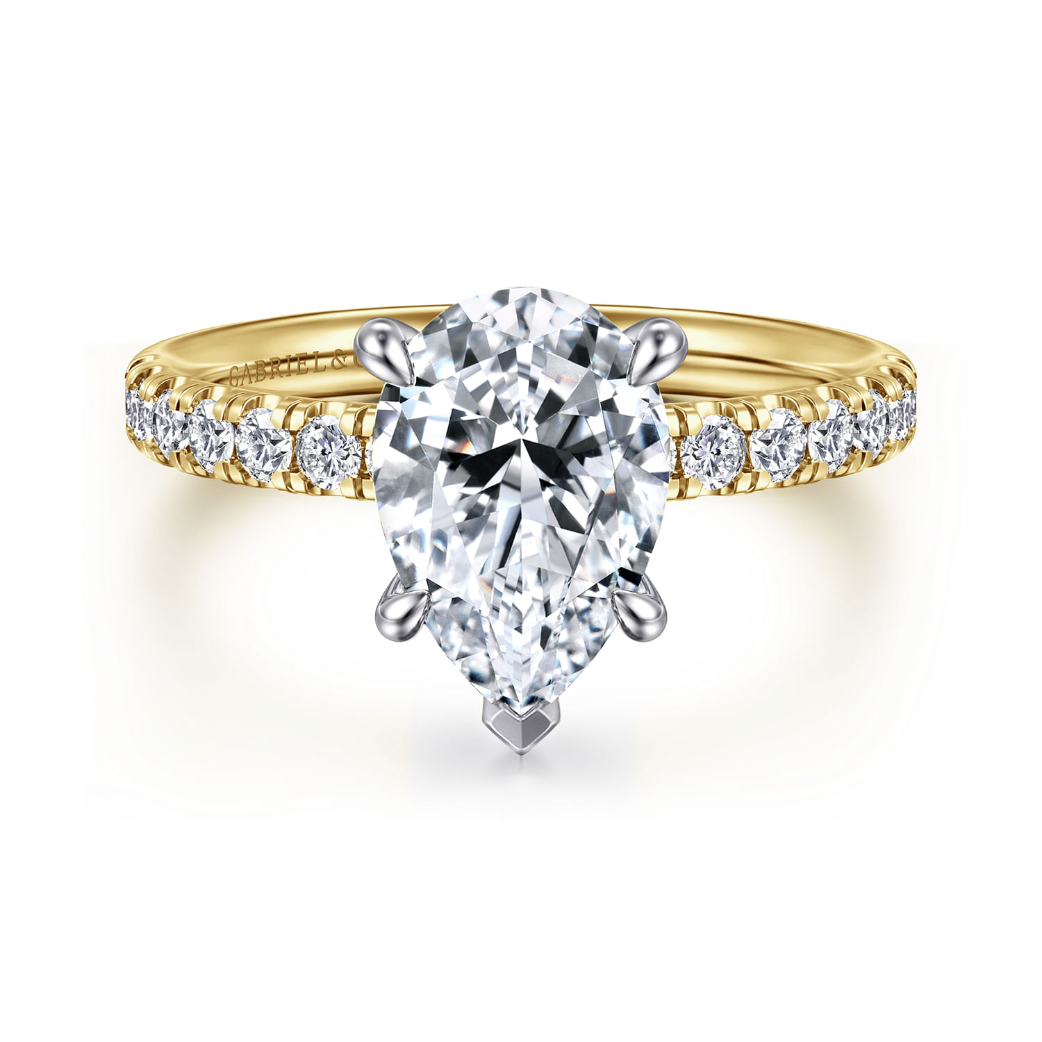Winslow - 14K White-Yellow Gold Pear Shape Diamond Engagement Ring