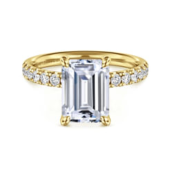 14K Yellow Gold Emerald Cut Diamond Engagement Ring