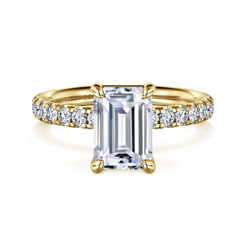 14K Yellow Gold Emerald Cut Diamond Engagement Ring