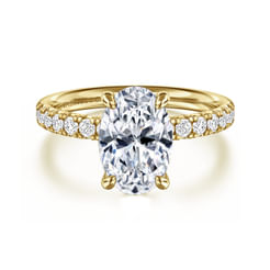 14K Yellow Gold Oval Diamond Engagement Ring