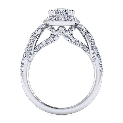 Wisteria - 14K White Gold Oval Halo Diamond Engagement Ring - 0.68 ct - Shot 2