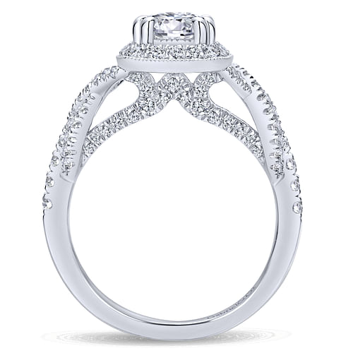 Wisteria - 14K White Gold Round Halo Diamond Engagement Ring - 0.67 ct - Shot 2