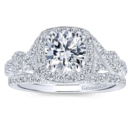 Wisteria - 14K White Gold Round Halo Diamond Engagement Ring - 0.67 ct - Shot 4