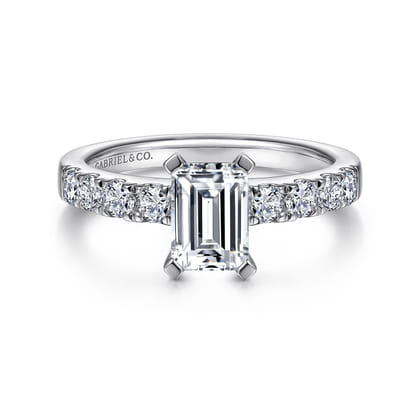Wyatt - 14K White Gold Emerald Cut Diamond Engagement Ring