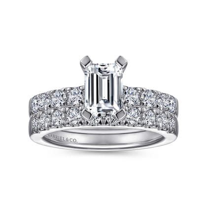 Wyatt - 14K White Gold Emerald Cut Diamond Engagement Ring