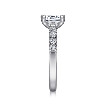 Wyatt - 14K White Gold Emerald Cut Diamond Engagement Ring
