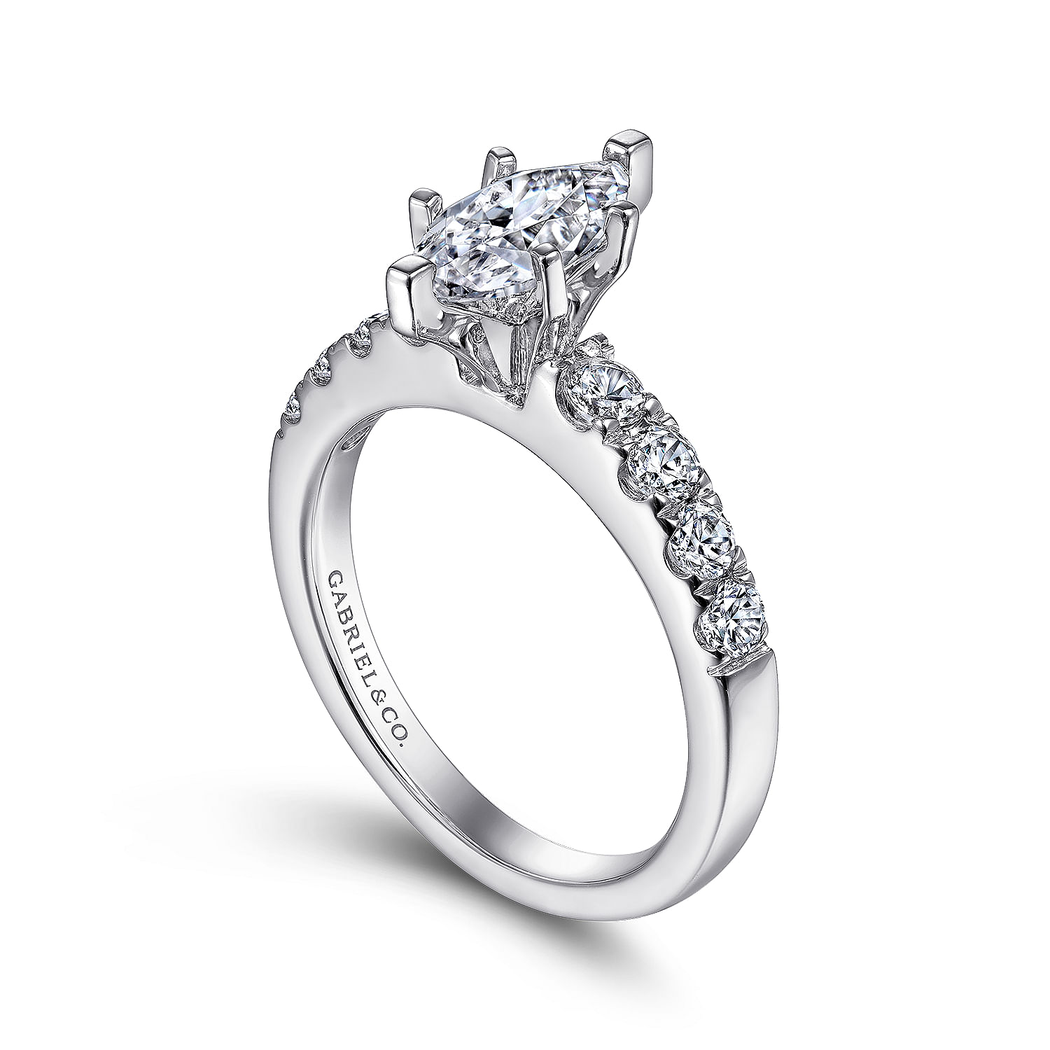 Wyatt - 14K White Gold Marquise Shape Diamond Engagement Ring - 0.38 ct - Shot 3