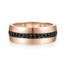 Xavier - 14K Rose Gold Black Diamond Mens Wedding Band in High Polished Finish - 1.09 ct