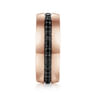 Xavier - 14K Rose Gold Black Diamond Mens Wedding Band in High Polished Finish - 1.09 ct